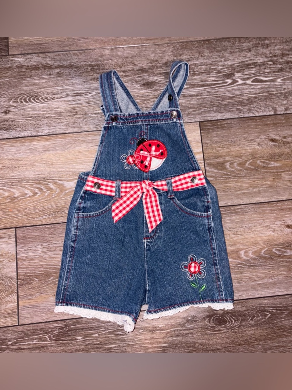 Vintage Girls’ Ladybug Shortalls